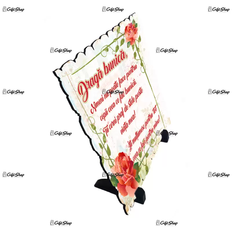 Draga bunica..., placheta cu mesaj